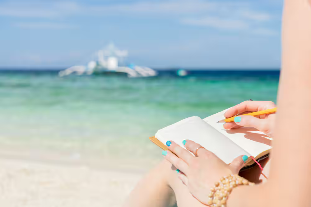 A woman reading a book in Komodo Islands