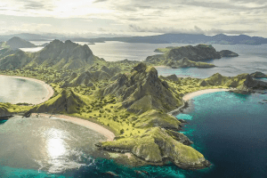 Padar Island, three beaches view in Komodo