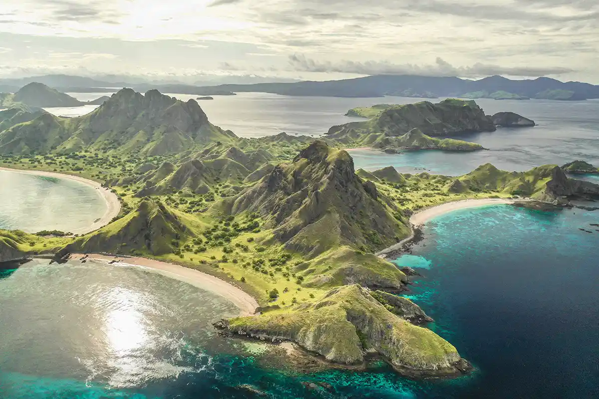 Padar Island, three beaches view in Komodo