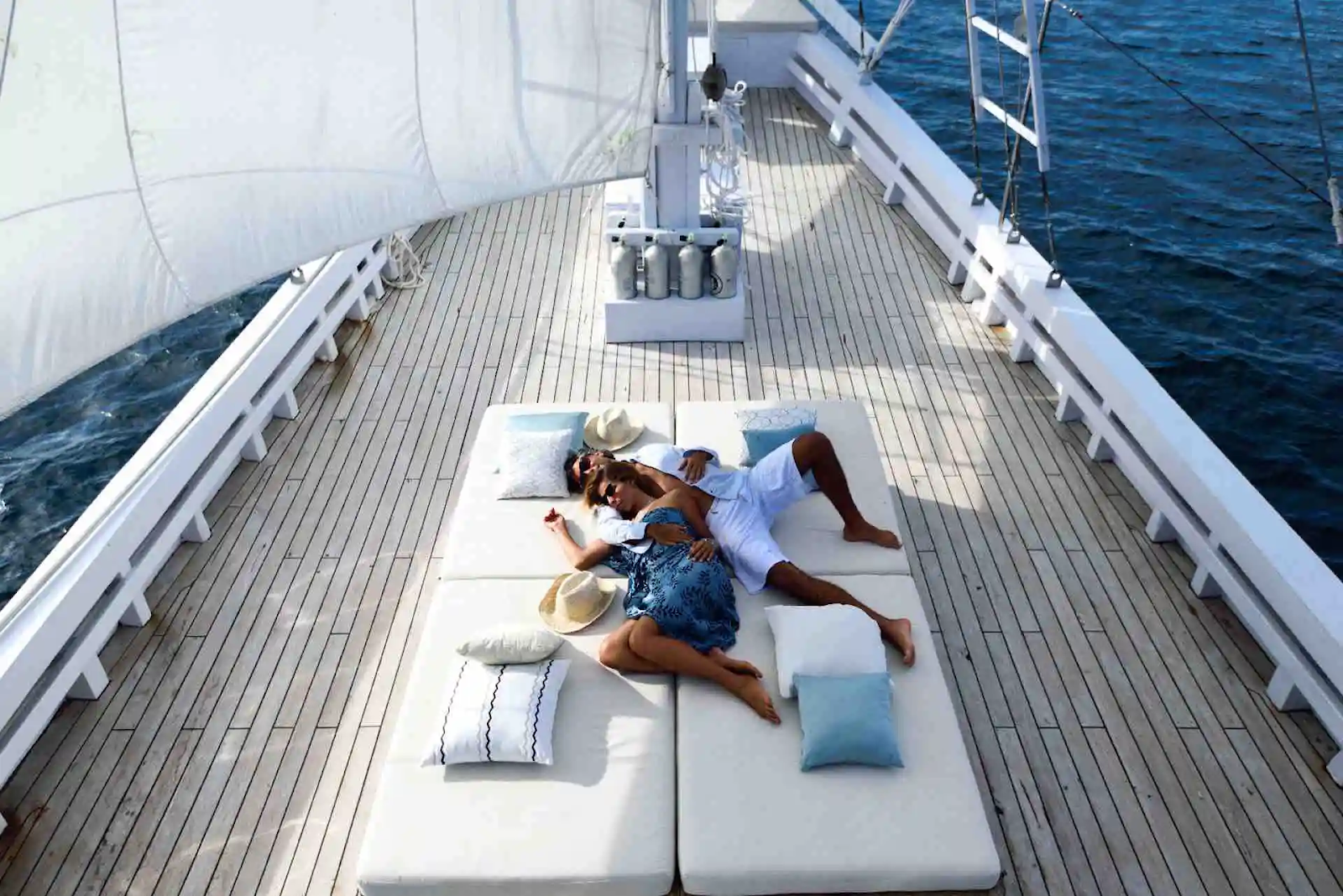 The luxurious deck area aboard ALEXA luxury yacht charter