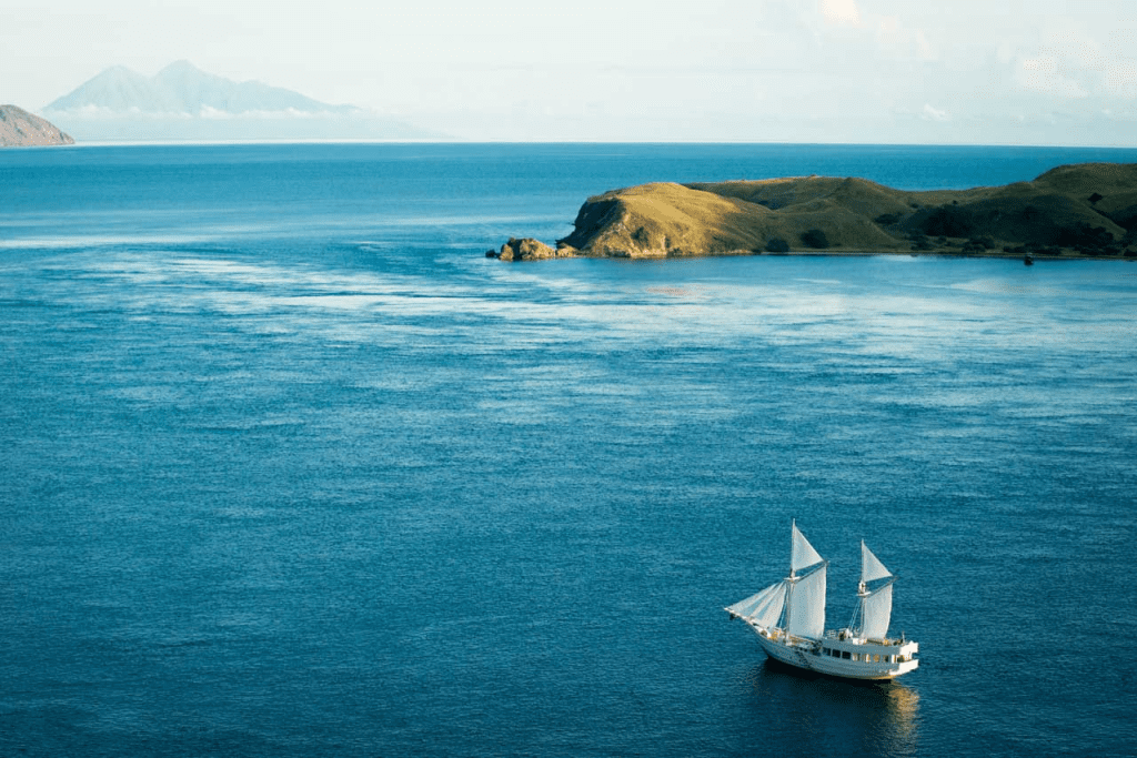 ALEXA luxury yacht sailing through Komodo Islands waters